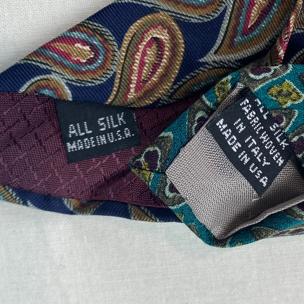 Lot of 3 CHRISTIAN DIOR MONSIEUR Silk Necktie Medallion Geometric Paisley VTG